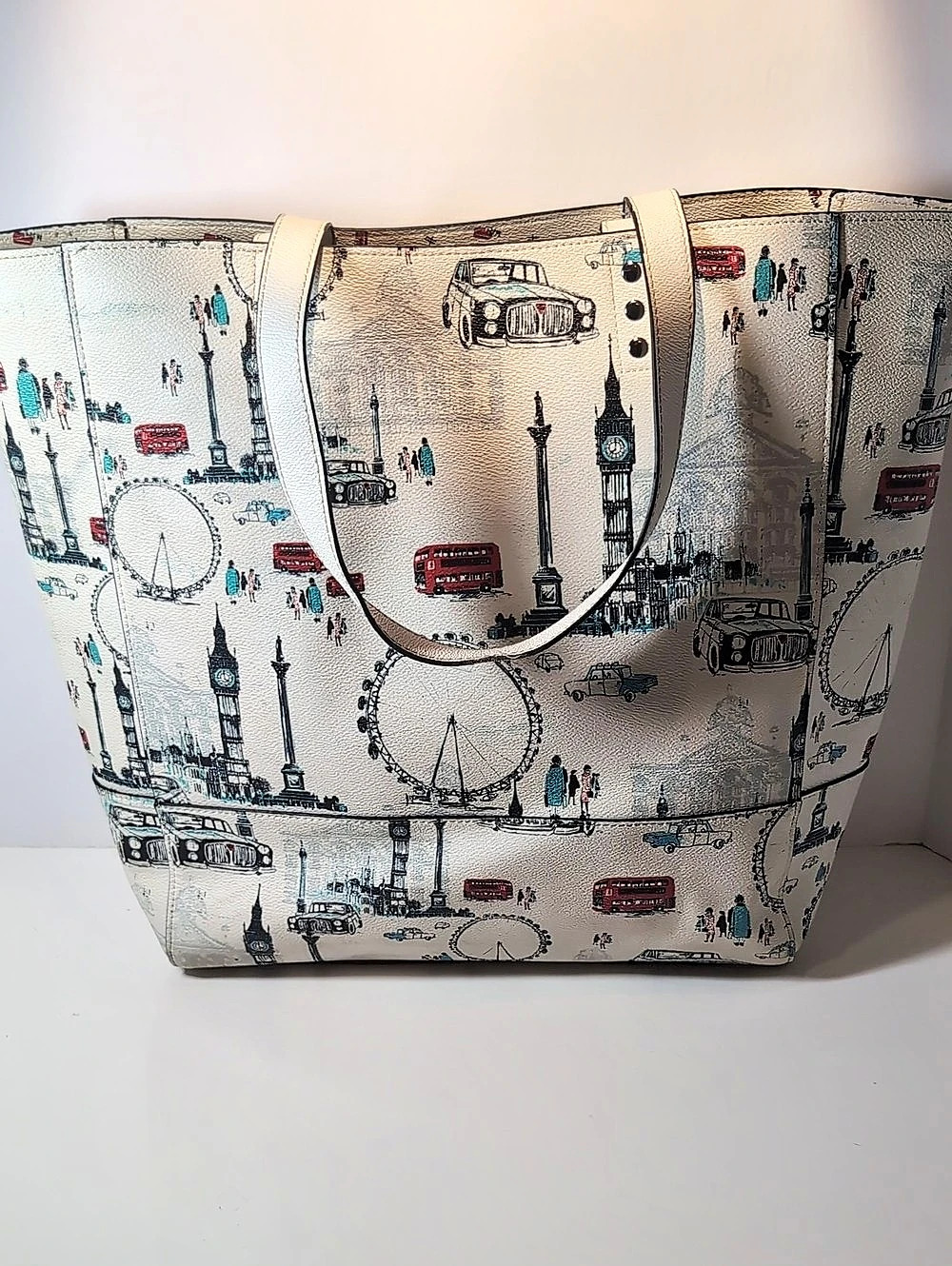 Harrods Landmarks Lindon Shoulder Bag Tote in White, Red & Blue